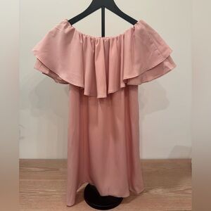 Topshop Pink Off-Shoulder Midi Dress
